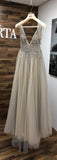 Deep V-neck Long Saprkly Open Back Slit Prom/Evening Dress PSK003 - Pgmdress