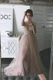 Dusty Pink Sparkly V Neck A Line Tulle Long Prom/Evening Dress PG875 - Pgmdress