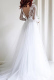 Elegant A-line Long Sleeves White Lace Wedding Dress Bridal Gowns WD112 - Pgmdress