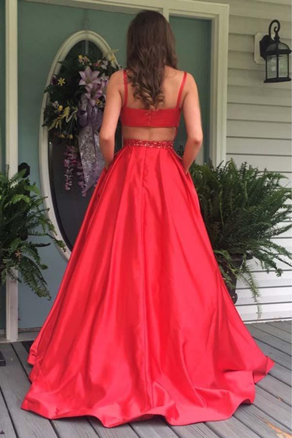 Elegant A-line Red Long Prom Dress Evening Dress with Open Back PG537 - Pgmdress
