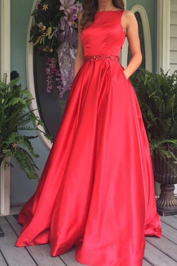 Elegant A-line Red Long Prom Dress Evening Dress with Open Back PG537 US16 / Custom Color Elegant A-line Red Long Prom Dress Evening Dress with Open Back PG537 US16 / Custom Color