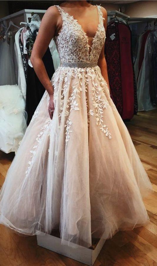 Elegant Appliques Beads Tulle Prom Dress Formal Prom Dresses With Applique PM246 - Pgmdress