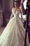 Robe de mariée longue en dentelle élégante robe de bal avec manches longues illusion WD280 