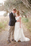 Elegant Cap Sleeve Long Chiffon Sweetheart Wedding Dress WD030 - Pgmdress