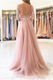 Elegant Half-Sleeve Split Lace Long Evening Dress Prom Dresses PG429 - Pgmdress