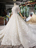 Elegant Half Sleeves Ball Gown Lace Sweetheart Wedding Dress WD379 - Pgmdress