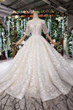Elegantes, halblanges Ballkleid-Hochzeitskleid mit Spitze und Herzausschnitt WD379 