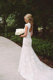 Elegant Lace Appliques Wedding Dress With Zipper Button WD048 - Pgmdress