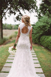 Elegant Lace Appliques Wedding Dress With Zipper Button WD048 - Pgmdress