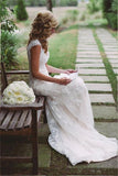 Elegant Lace Appliques Wedding Dress With Zipper Button WD048 - Pgmdress