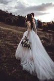 Robes de mariée en tulle à manches longues élégantes robes de mariée avec appliques en dentelle WD385