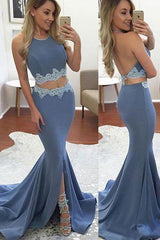 Elegant Split Front Lavender Prom Dress with Sweep Train US12 / Custom Color