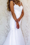 Elegant Straps Mermaid White Long Wedding Dress Bridal Gown WD209 - Pgmdress