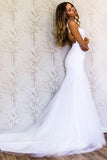 Elegant Straps Mermaid White Long Wedding Dress Bridal Gown WD209 - Pgmdress