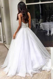 Elegant Sweep Train Backless Wedding Dress with Lace Top Spaghetti Straps WD271