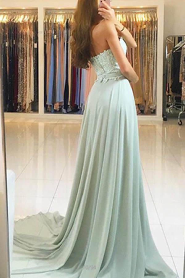 Elegant Sweetheart Lace Evening Dress Long Chiffon Prom Dress PG430 - Pgmdress