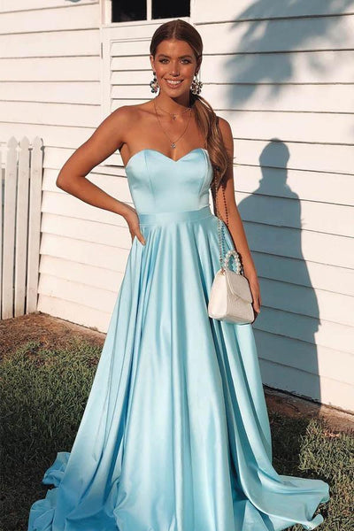 Elegant Sweetheart Lace-Up Back A-Line Ice Blue Prom Dress PSK121 Custom Size / Custom Color Elegant Sweetheart Lace-Up Back A-Line Ice Blue Prom Dress PSK121 Custom Size / Custom Color