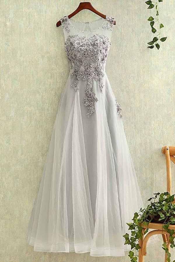 Elegant Tulle Lace Applique Long Prom Dresses Evening Dreses PG412 - Pgmdress