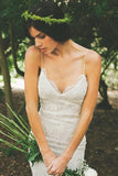 Elegant V-neck Backless White Wedding Dress with Sweep Train WD009 - Pgmdress