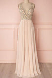 Elegant V-neck Sleeveless Pink Backless Prom Evening Dress with Sequins  PM217