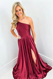 Elegant Wine Red One Shoulder Long Prom/Formal Dress with Split  PSK037
