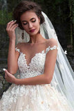 Fantastic Tulle Bateau Neckline Ball Gown Wedding Dresses With Lace WD185 - Pgmdress