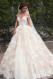 Fantastic Tulle Bateau Neckline Ball Gown Wedding Dresses With Lace   WD185