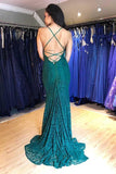 Fashion Green Lace Lace-up Mermaid Prom Evening Dress PSK034 - Pgmdress
