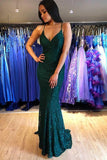 Fashion Green Lace Lace-up Mermaid Prom Evening Dress  PSK034