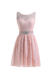 Flesh Pink Lace Short Homecoming Dresses Prom Dresses PG053 - Pgmdress