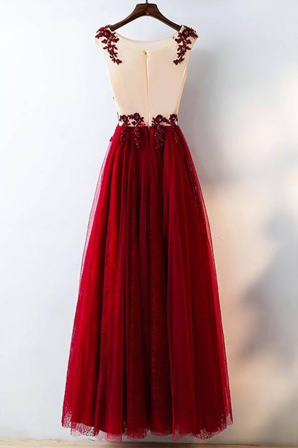 Formal Red Sequined Tulle Prom Dress Long With Lace PG632 - Pgmdress