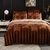 Geometric Plaid Gilt Duvet Cover Set Nordic King Size Bedding Sets Double Queen Quilt Covers Pillowcase (No Bed Sheet) - Pgmdress