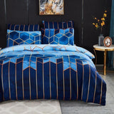 Geometric Plaid Gilt Duvet Cover Set Nordic King Size Bedding Sets Double Queen Quilt Covers Pillowcase (No Bed Sheet) - Pgmdress