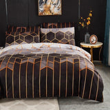 Geometric Plaid Gilt Duvet Cover Set Nordic King Size Bedding Sets Double Queen Quilt Covers Pillowcase (No Bed Sheet) - Pgmdress