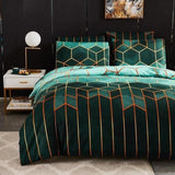 Geometric Plaid Gilt Duvet Cover Set Nordic King Size Bedding Sets Double Queen Quilt Covers Pillowcase (No Bed Sheet) - Pgmdress