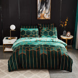 Geometric Plaid Gilt Duvet Cover Set Nordic King Size Bedding Sets Double Queen Quilt Covers Pillowcase (No Bed Sheet) - Pgmdress