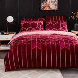 Geometric Plaid Gilt Duvet Cover Set Nordic King Size Bedding Sets Double Queen Quilt Covers Pillowcase (No Bed Sheet) - Pgmdress