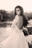 Glamorous V Neck Long Sleeves Lace Organza Wedding Dresses WD125 - Pgmdress