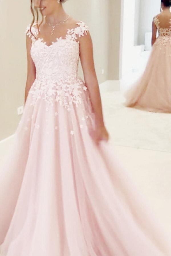 Gorgeous A-line Pink Chiffon Long Prom Dress Evening Dress Pgmdress Gorgeous A-line Pink Chiffon Long Prom Dress Evening Dress Pgmdress