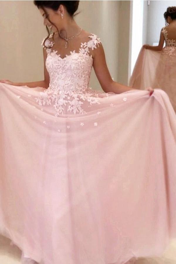 Gorgeous A-line Pink Chiffon Long Prom Dress Evening Dress PG398 - Pgmdress