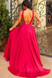 Gorgeous A-line V-neck Red Long Prom Dress Evening Dress PG567 - Pgmdress