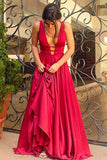 Gorgeous A-line V-neck Red Long Prom Dress Evening Dress PG567 - Pgmdress