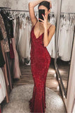 Gorgeous Burgundy Sequins Mermaid Long Prom/Formal Dress PSK181 - Pgmdress