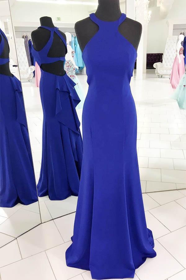 Gorgeous Halter Royal Blue Mermaid Long Evening Dress PG539 - Pgmdress
