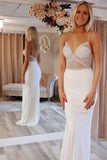 Gorgeous Ivory Mermaid V-neck Straps Prom Dresses Evening Dresses PSK199