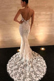 Gorgeous Mermaid Straps Open Back Lace Wedding Dresses WD305 - Pgmdress