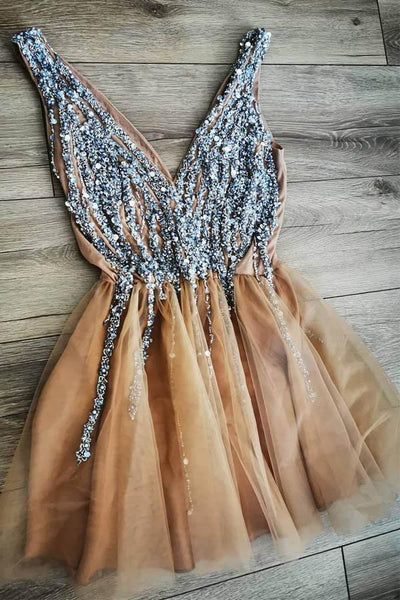 homecoming dresses peach color Peach Lace Beaded Ruffle Ball Gown Evening Prom Dresses, Evening Party –  SposaDresses main image 1