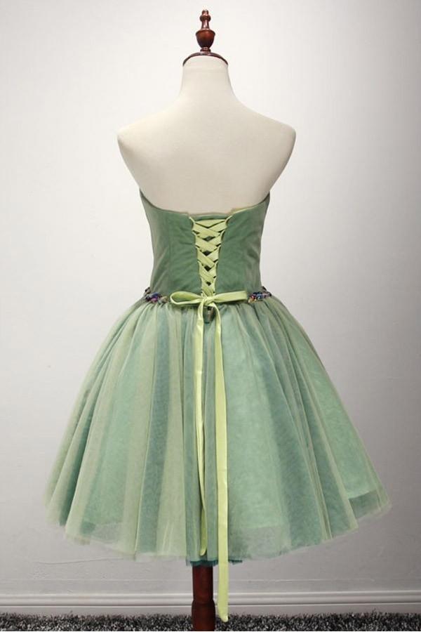 Green Ball-gown Sweetheart Short Tulle Homecoming Dress With Beading PG140 - Pgmdress