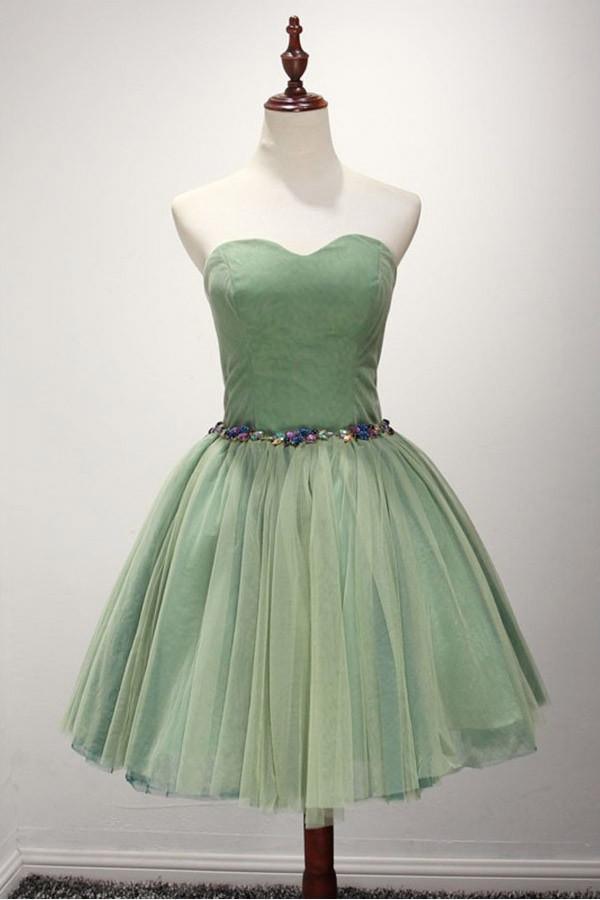 Green Ball-gown Sweetheart Short Tulle Homecoming Dress With Beading PG140 - Pgmdress