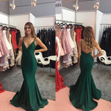 Green Mermaid Spaghetti Straps Satin Backless Long Prom/Formal Dress PG942 - Pgmdress